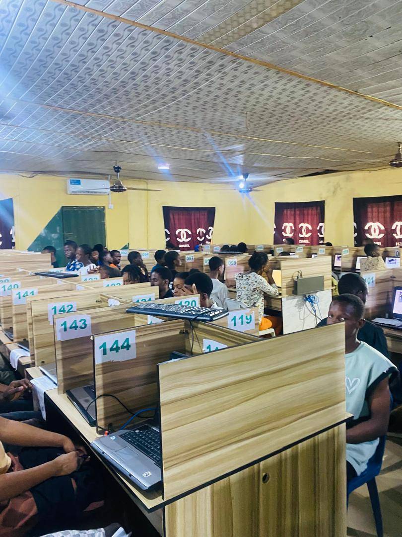 Candidate sitting a computer-based mock exam at the Toluwani CBT Centre